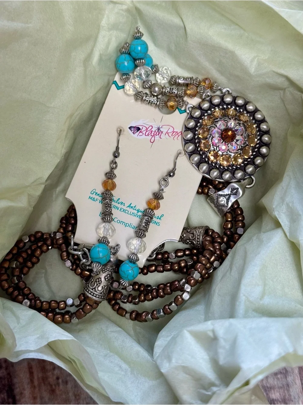 🆕 Women’s Western Necklace & Earrings Set | #B18